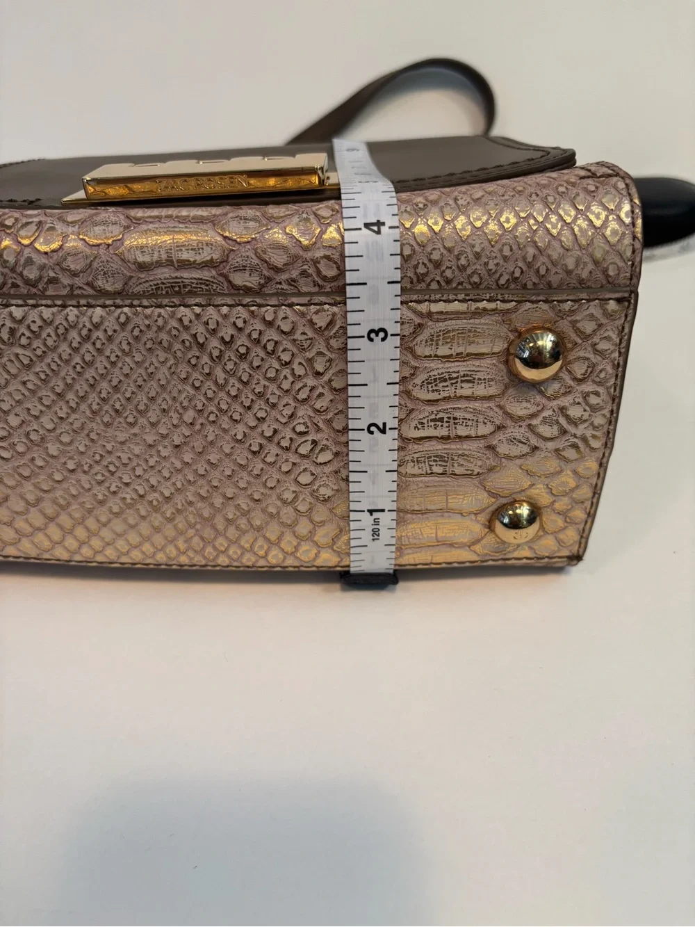 Rare Zac Posen Eartha Top-Handle Mini Crossbody Taupe Olive Brown Gold